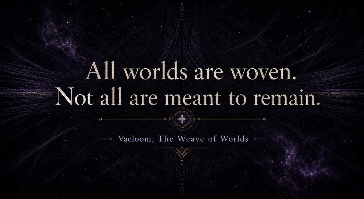 All worlds are woven. Not all are meant to remain. Vaeloom, The Weave of Worlds
